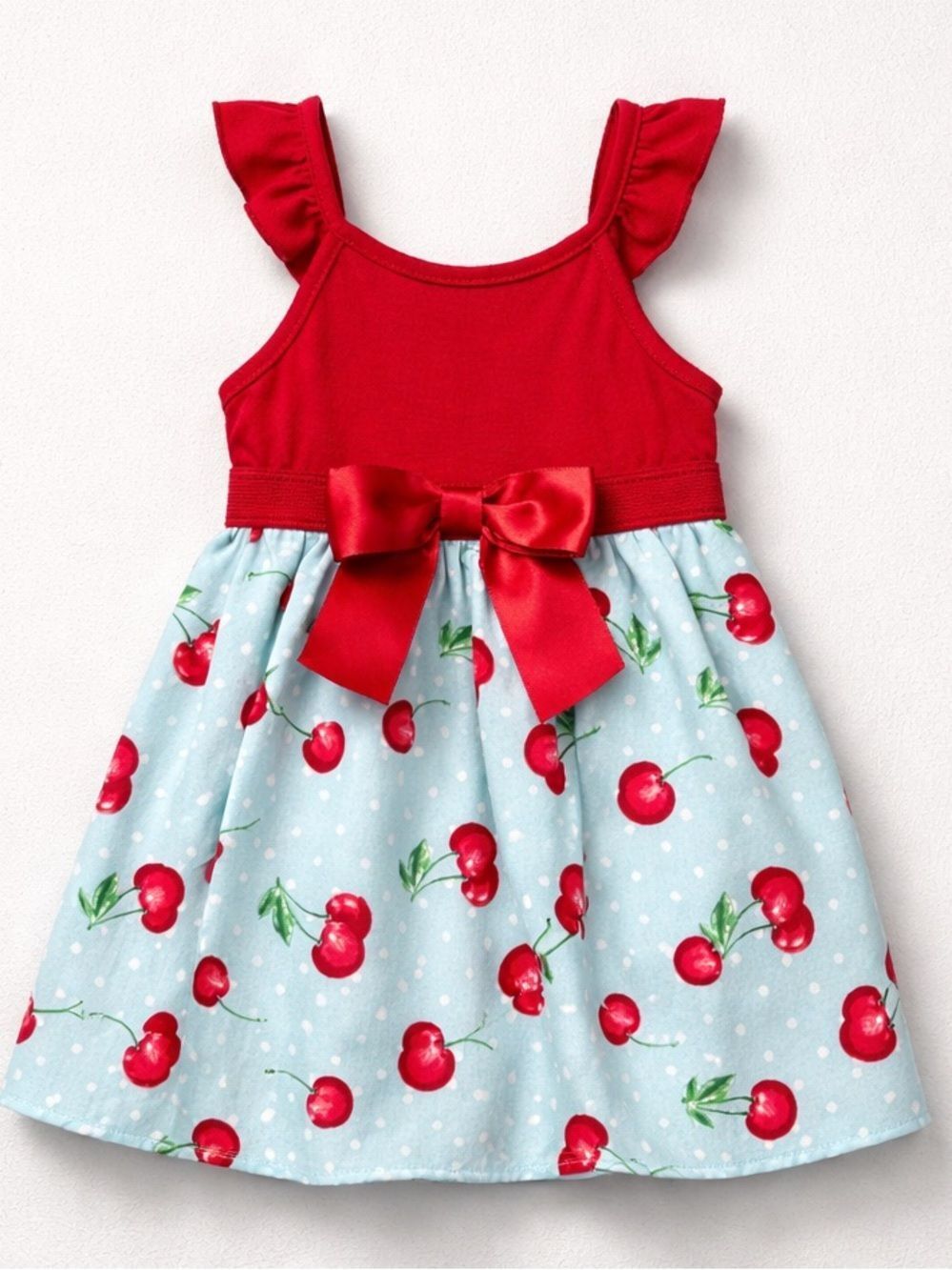 Max and Daisy red and blue cherry print dress size 2T